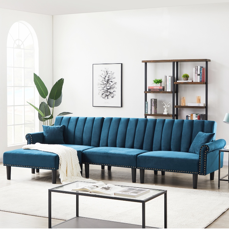 Fabric Chaise sekční pohovka Obývací pokoj Rozkládací pohovka